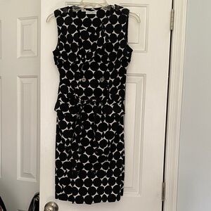 Calvin Klein Black and White Polka Dot Midi Dress